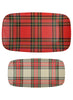 Red and White Plaid Stacking Melamine Tray - Set of 2