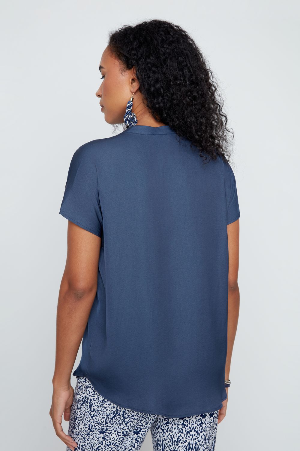 Renuar Collection Renuar - Woven Blouse - Indigo available at The Good Life Boutique