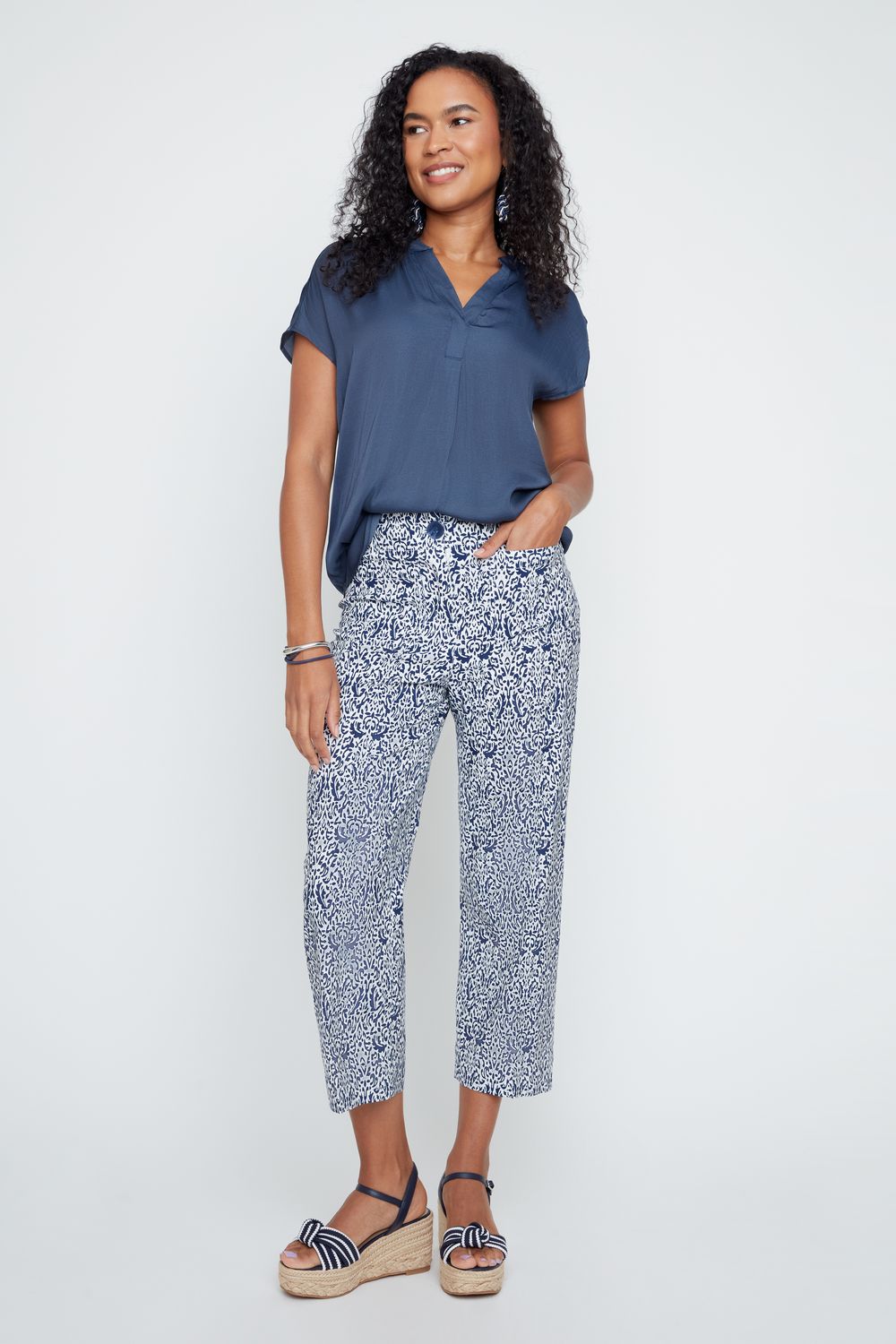 Renuar Collection Renuar - Woven Blouse - Indigo available at The Good Life Boutique