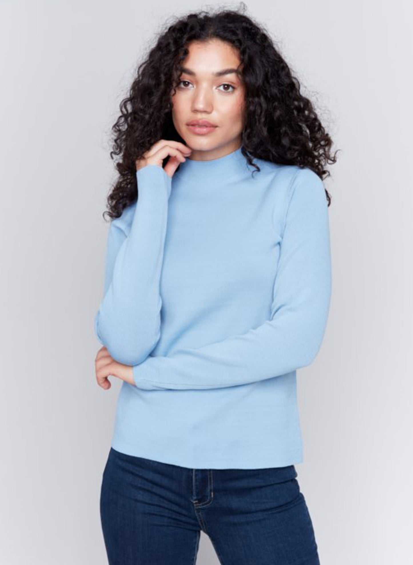 Charlie B Charlie B - Reversible Mock-Neck Sweater - H-Frost available at The Good Life Boutique