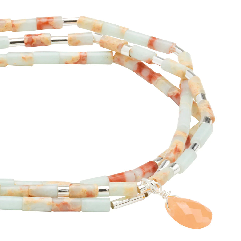 Scout Curated Wears Teardrop Stone Wrap Aqua Terra/Sunstone/Silver - Stone Of Peace available at The Good Life Boutique