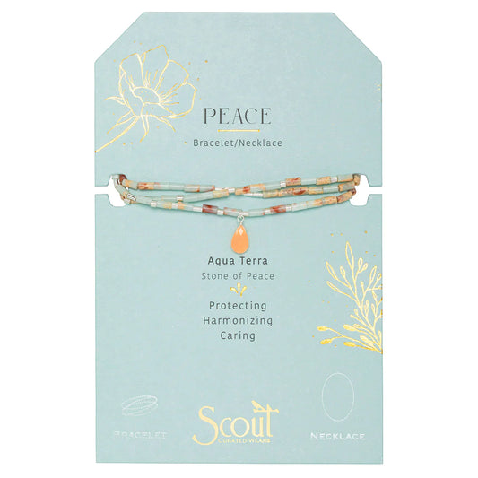Scout Curated Wears Teardrop Stone Wrap Aqua Terra/Sunstone/Silver - Stone Of Peace available at The Good Life Boutique
