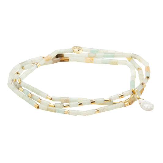 Scout Curated Wears Teardrop Stone Wrap Amazonite/Howlite//Gold - Stone of Courage available at The Good Life Boutique