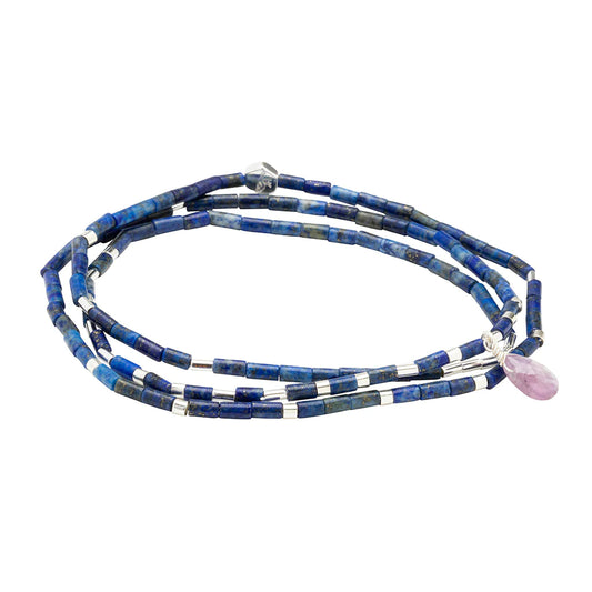 Scout Curated Wears Teardrop Stone Wrap Lapis/Amethyst/Silver - Stone Of Clarity available at The Good Life Boutique