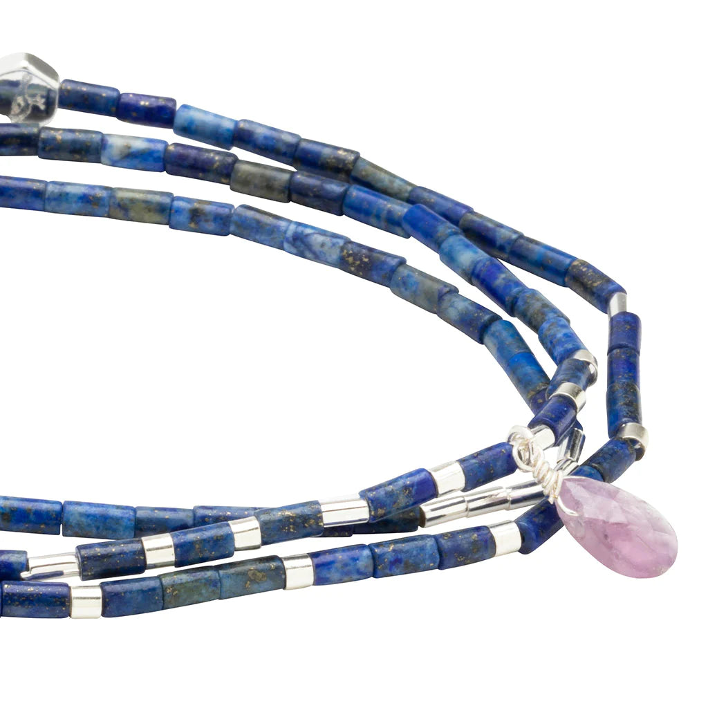 Scout Curated Wears Teardrop Stone Wrap Lapis/Amethyst/Silver - Stone Of Clarity available at The Good Life Boutique