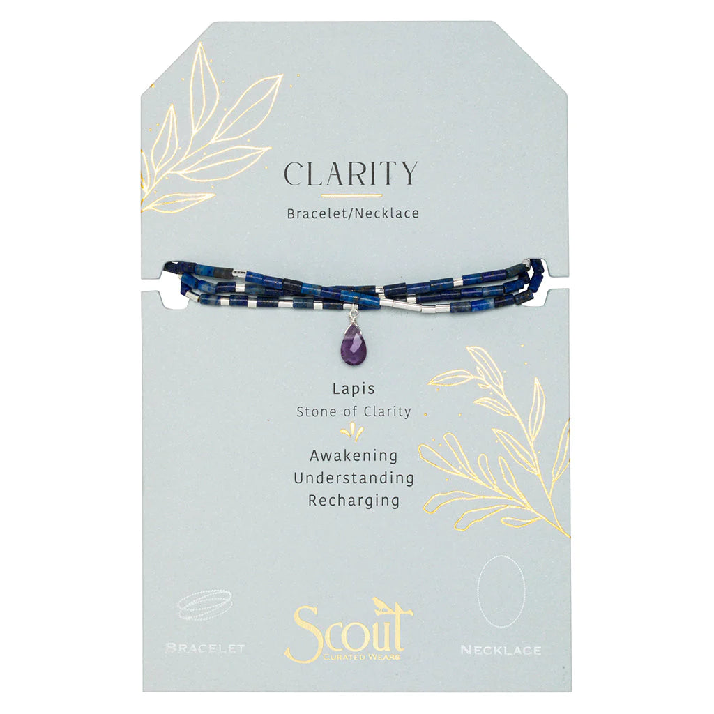 Scout Curated Wears Teardrop Stone Wrap Lapis/Amethyst/Silver - Stone Of Clarity available at The Good Life Boutique