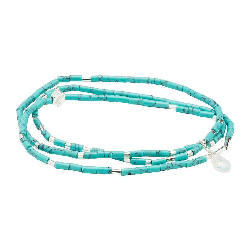 Scout Curated Wears Teardrop Stone Wrap Turquoise/Opalite/Silver - Stone Of Calm available at The Good Life Boutique