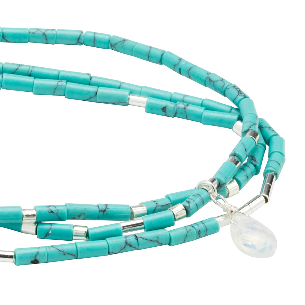 Scout Curated Wears Teardrop Stone Wrap Turquoise/Opalite/Silver - Stone Of Calm available at The Good Life Boutique
