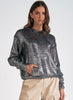 Elan Elan - Silver Sparkle Hoodie Sweater - Silver w/ Black available at The Good Life Boutique