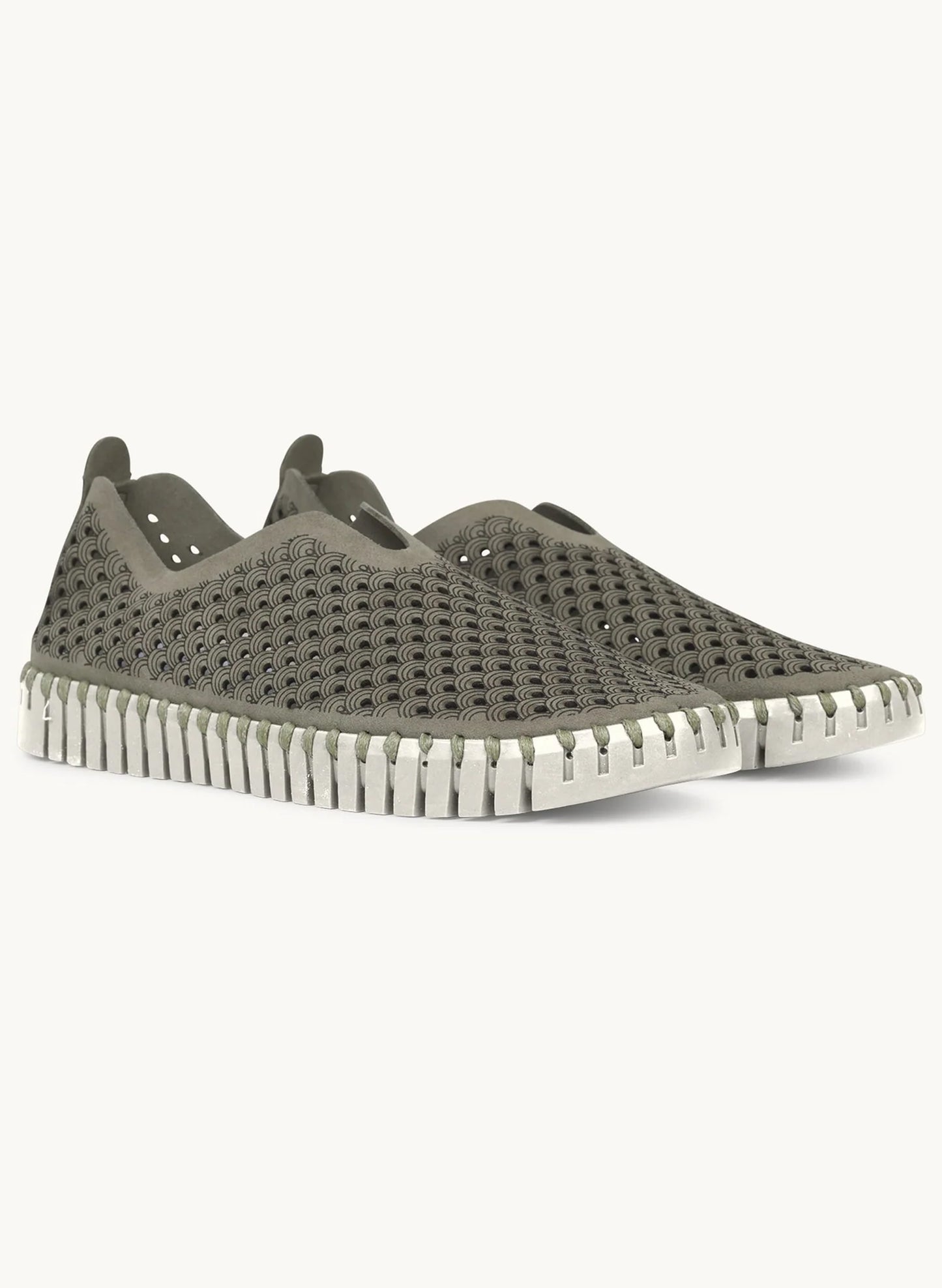 Lines of Denmark Ilse Jacobsen Tulip Slip-On With White Sole - Army available at The Good Life Boutique