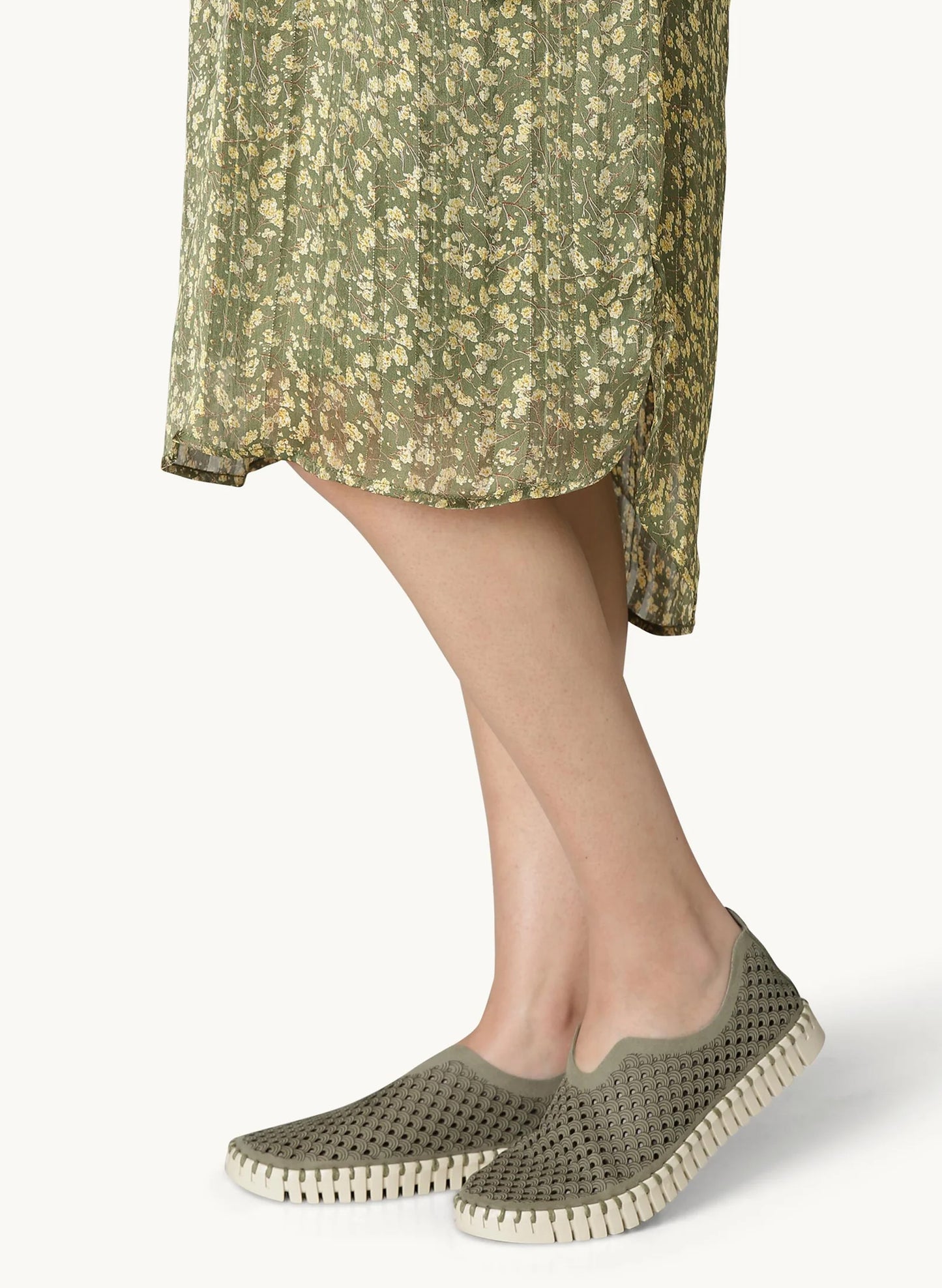 Lines of Denmark Ilse Jacobsen Tulip Slip-On With White Sole - Army available at The Good Life Boutique