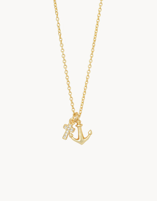 Spartina SLV Necklace 18" It Is Well/Cross Anchor available at The Good Life Boutique