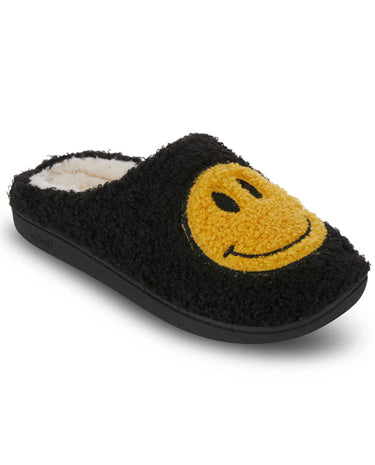 Happy Face Slippers - Black