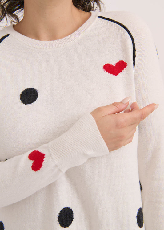 Zaket & Plover Zaket & Plover - Spot The Love Sweater - White available at The Good Life Boutique