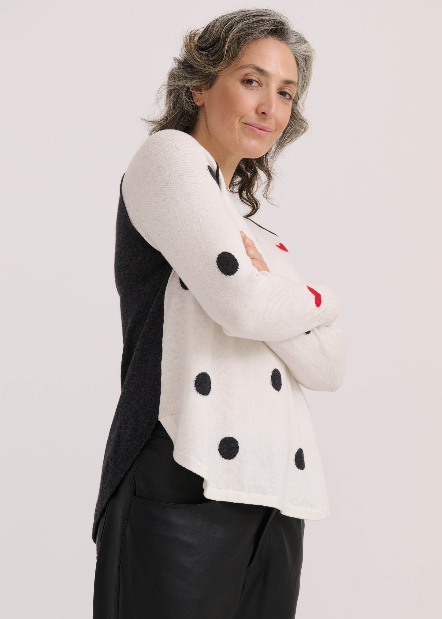 Zaket & Plover Zaket & Plover - Spot The Love Sweater - White available at The Good Life Boutique