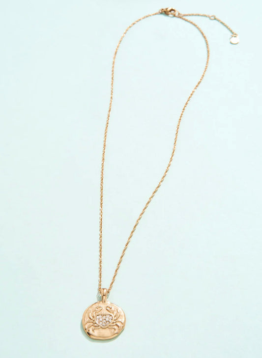 Spartina SP Snow Crab Medallion Necklace 18" Crab available at The Good Life Boutique