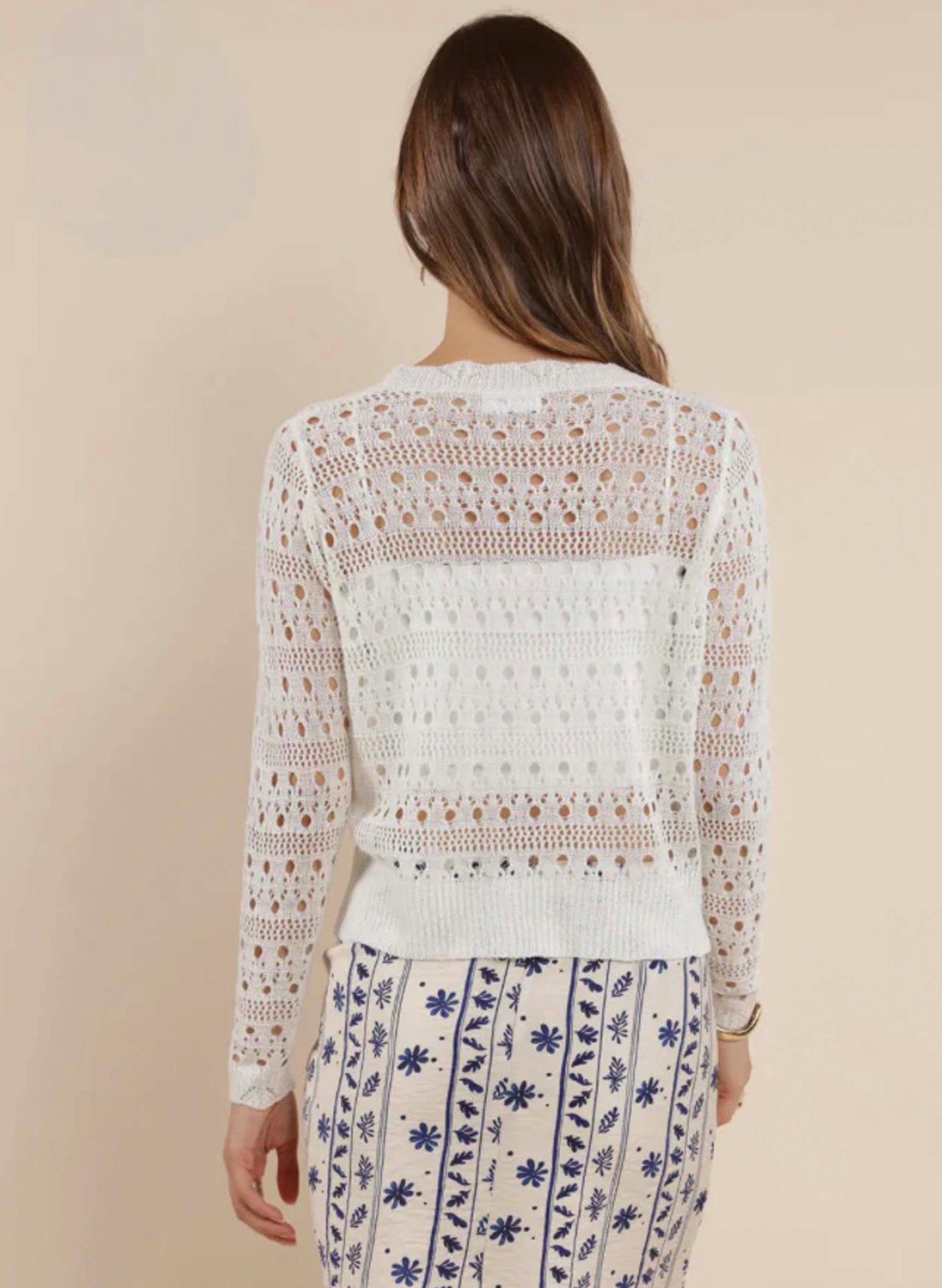 Sage The Label Starry Open Stitch Cardigan - Ivory available at The Good Life Boutique