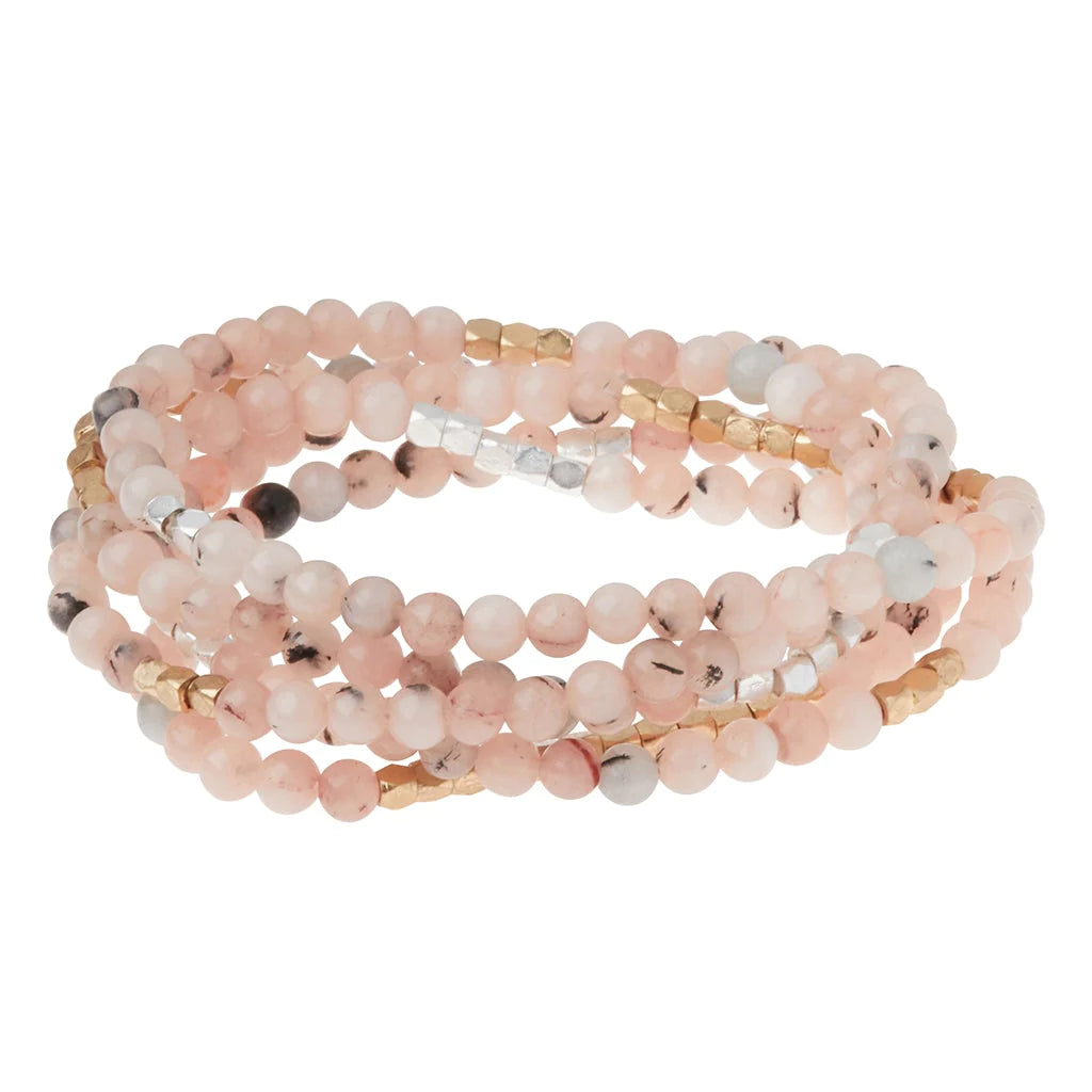 Scout Curated Wears Stone Wrap Bracelet/Necklace - Morganite/Black Tourmaline/Gold & Silver -Stone of Divine Love & Protection available at The Good Life Boutique