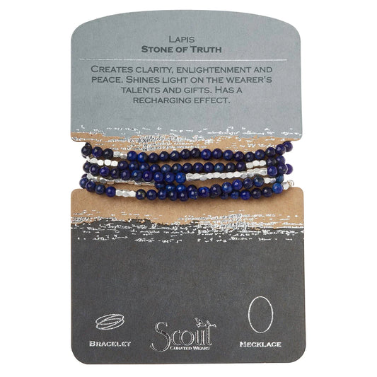 Scout Curated Wears Scout Curated Wears - Stone Wrap Bracelet/Necklace - Lapis/Silver - Stone Of Truth available at The Good Life Boutique