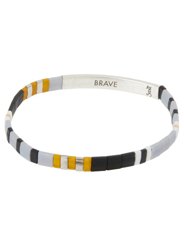 Scout Curated Wears Scout Curated Wears - Good Karma Miyuki Bracelet - Brave - Gray/Black/Silver available at The Good Life Boutique