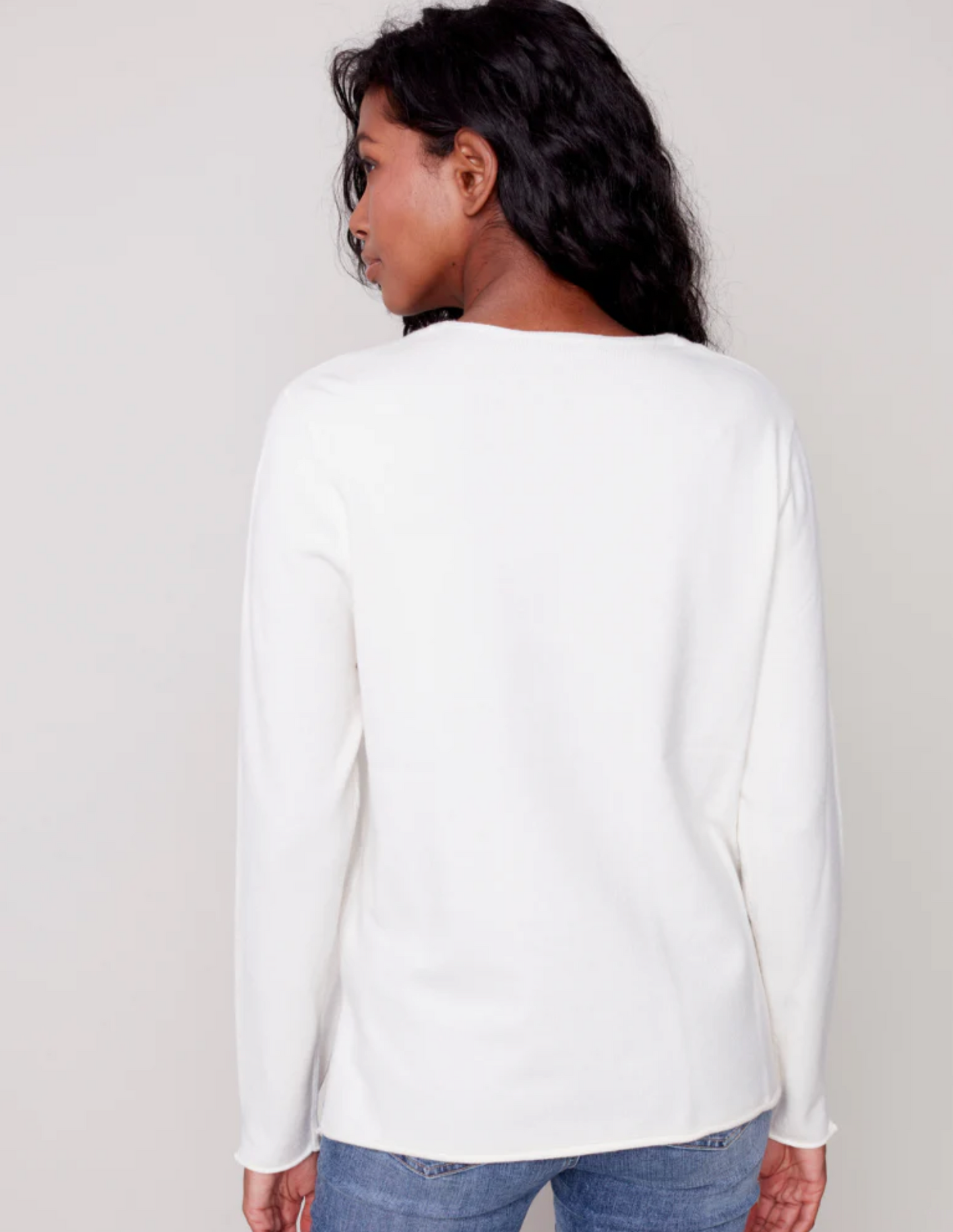 Charlie B Charlie B - V-Neck Sweater - Ecru available at The Good Life Boutique