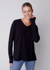 Charlie B Charlie B - V-Neck Sweater - Black available at The Good Life Boutique