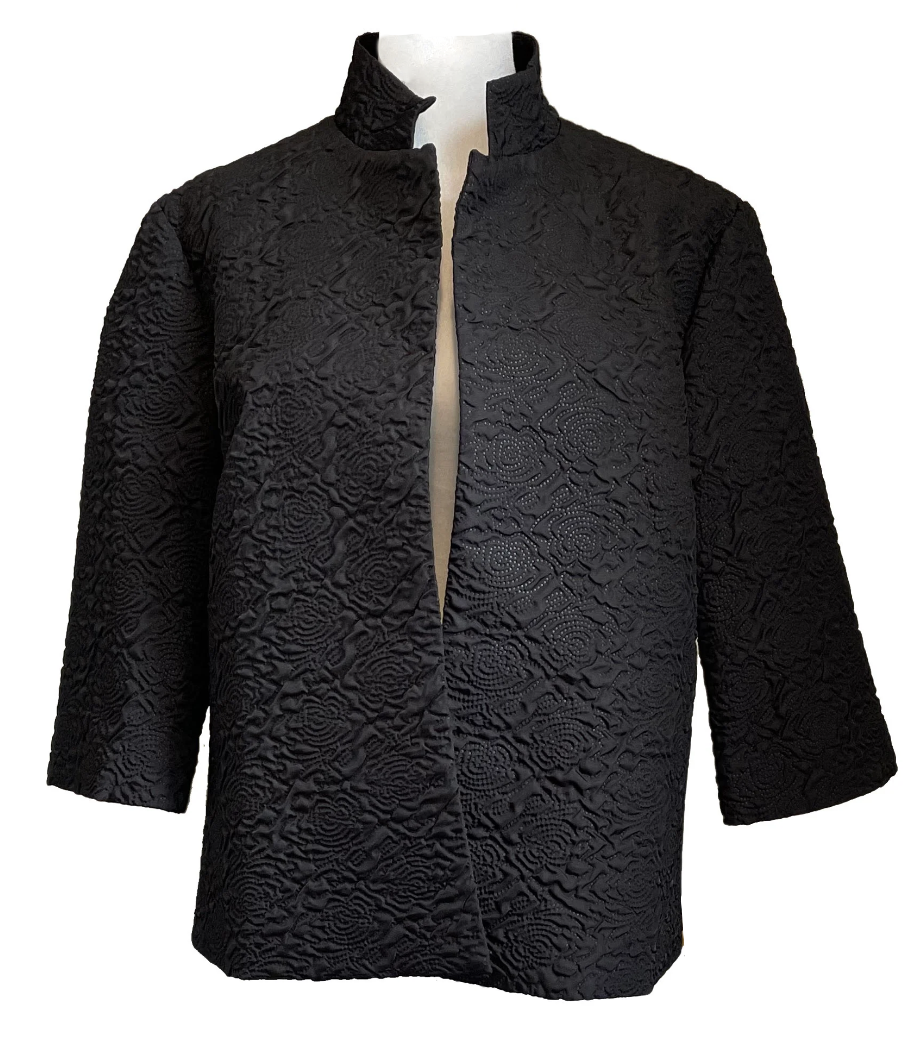 Grace Chung Flower Puckered Mandarin Collar Short Jacket