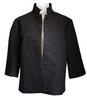 Grace Chuang Grace Chung Flower Puckered Mandarin Collar Short Jacket - Black available at The Good Life Boutique
