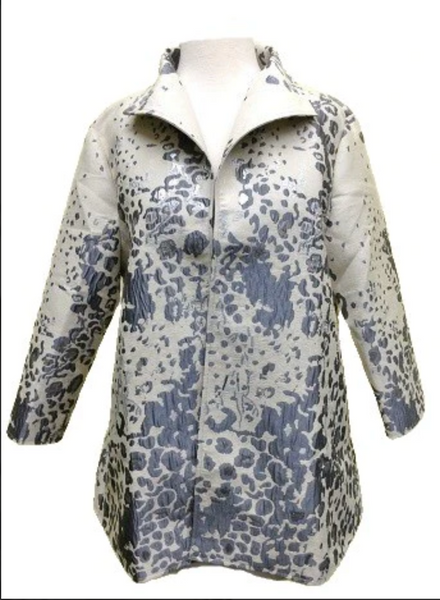 Grace Chung Swing Style JKT W/Leopard Print - Ivory/Grey