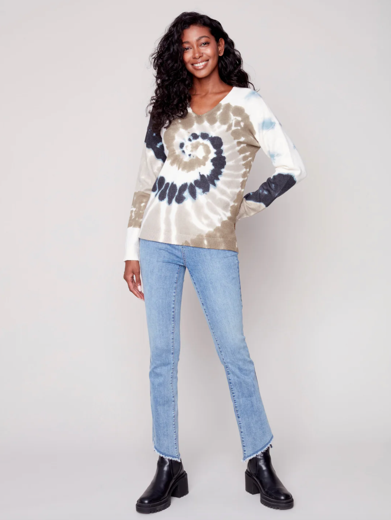 V neck drop shoulder discount sweater