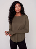 Charlie B Charlie B - Crew Neck Drop Shoulder Sweater - Spruce available at The Good Life Boutique