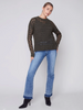 Charlie B Charlie B - Crew-Neck Cable Knit Sweater - Spruce available at The Good Life Boutique