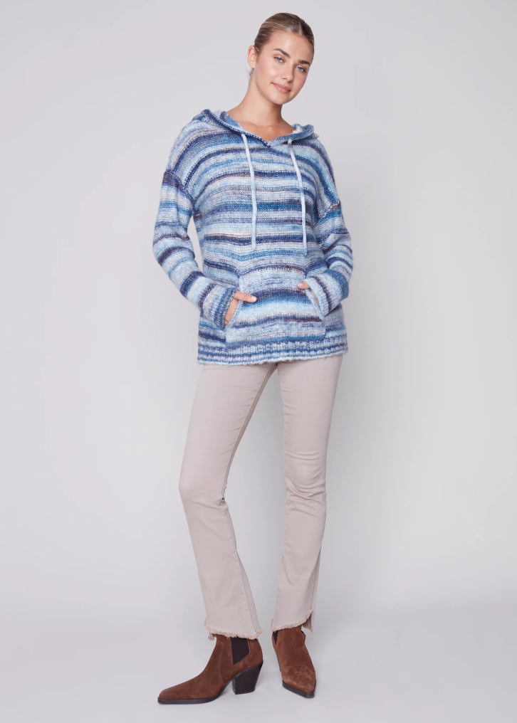 Charlie B Charlie B - Hooded V Neck Long Sleeve - Denim available at The Good Life Boutique