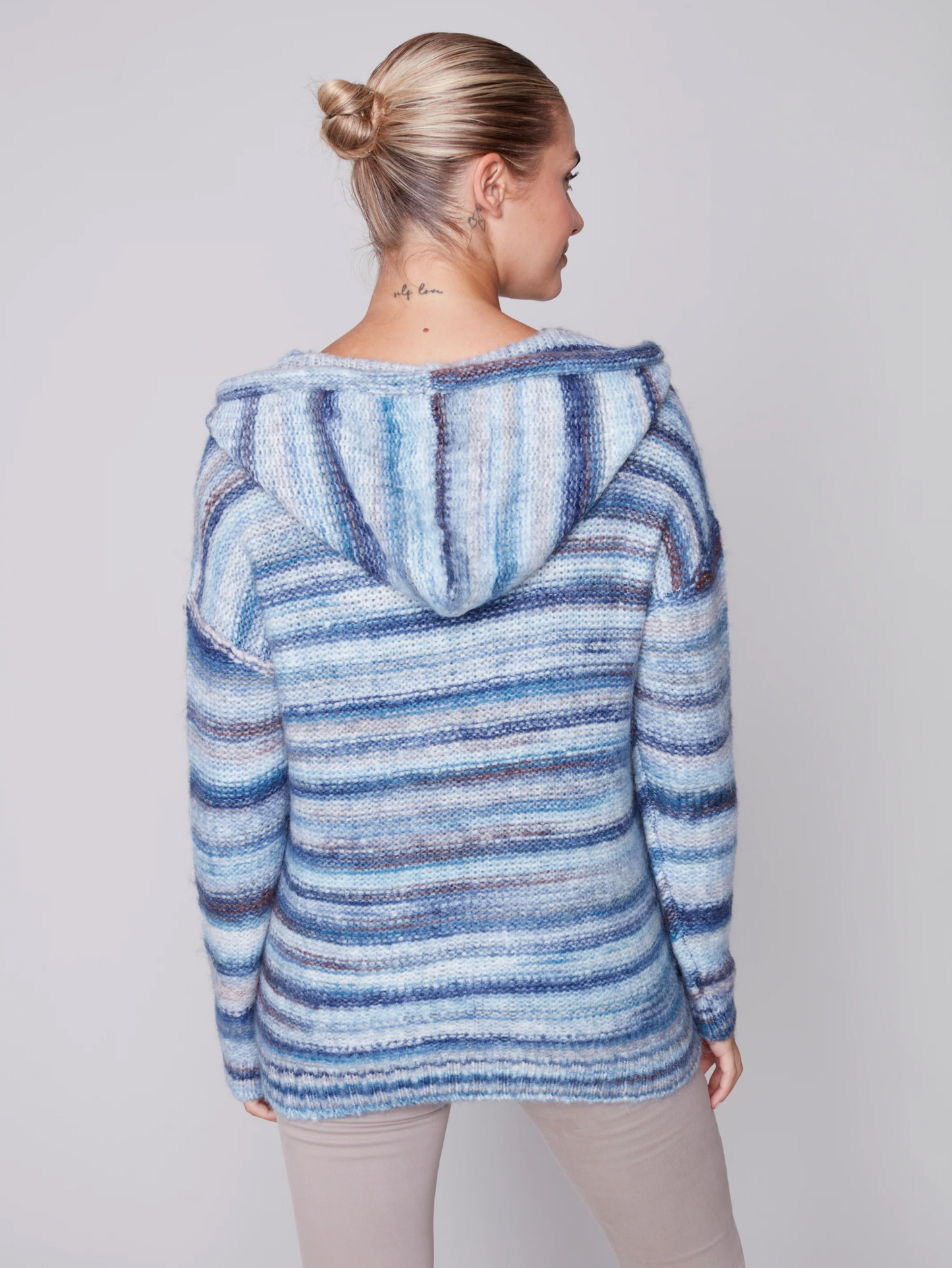 Charlie B Charlie B - Hooded V Neck Long Sleeve - Denim available at The Good Life Boutique
