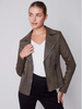 Charlie B Charlie B - Vegan Suede Fabric Metro Jacket - Spruce Green available at The Good Life Boutique