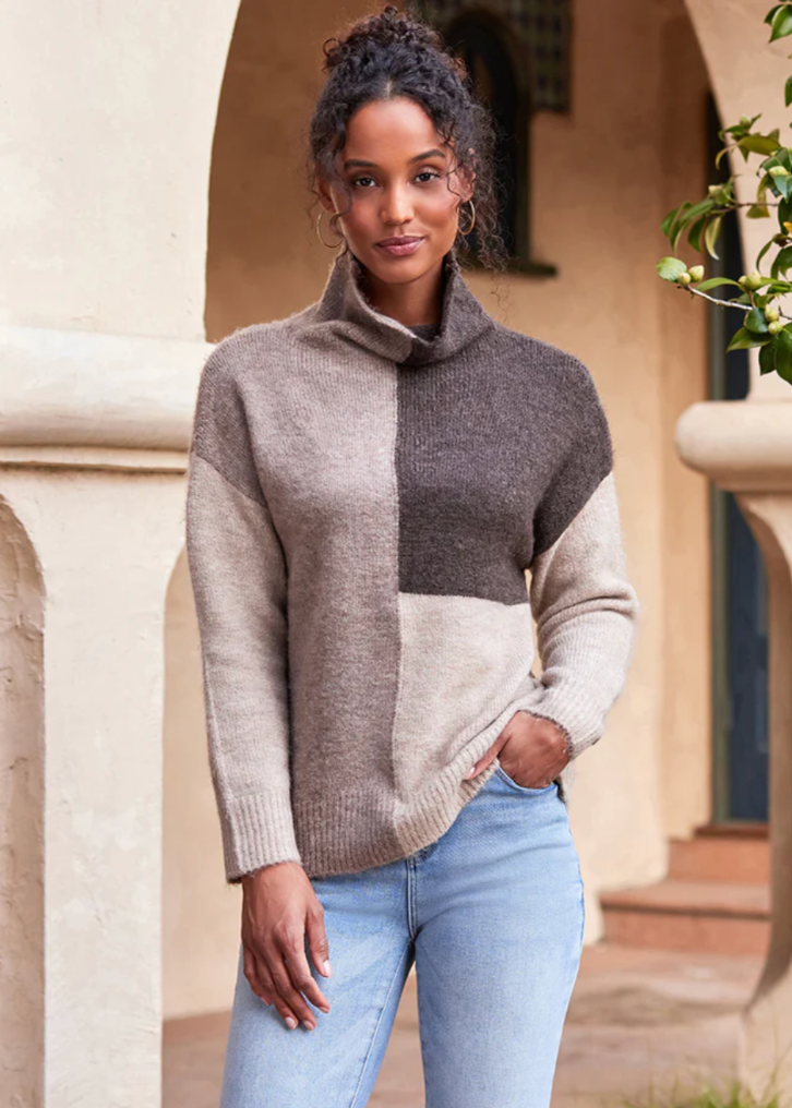 Karen Kane, Inc Karen Kane - Colorblock Sweater - Heather Browns available at The Good Life Boutique