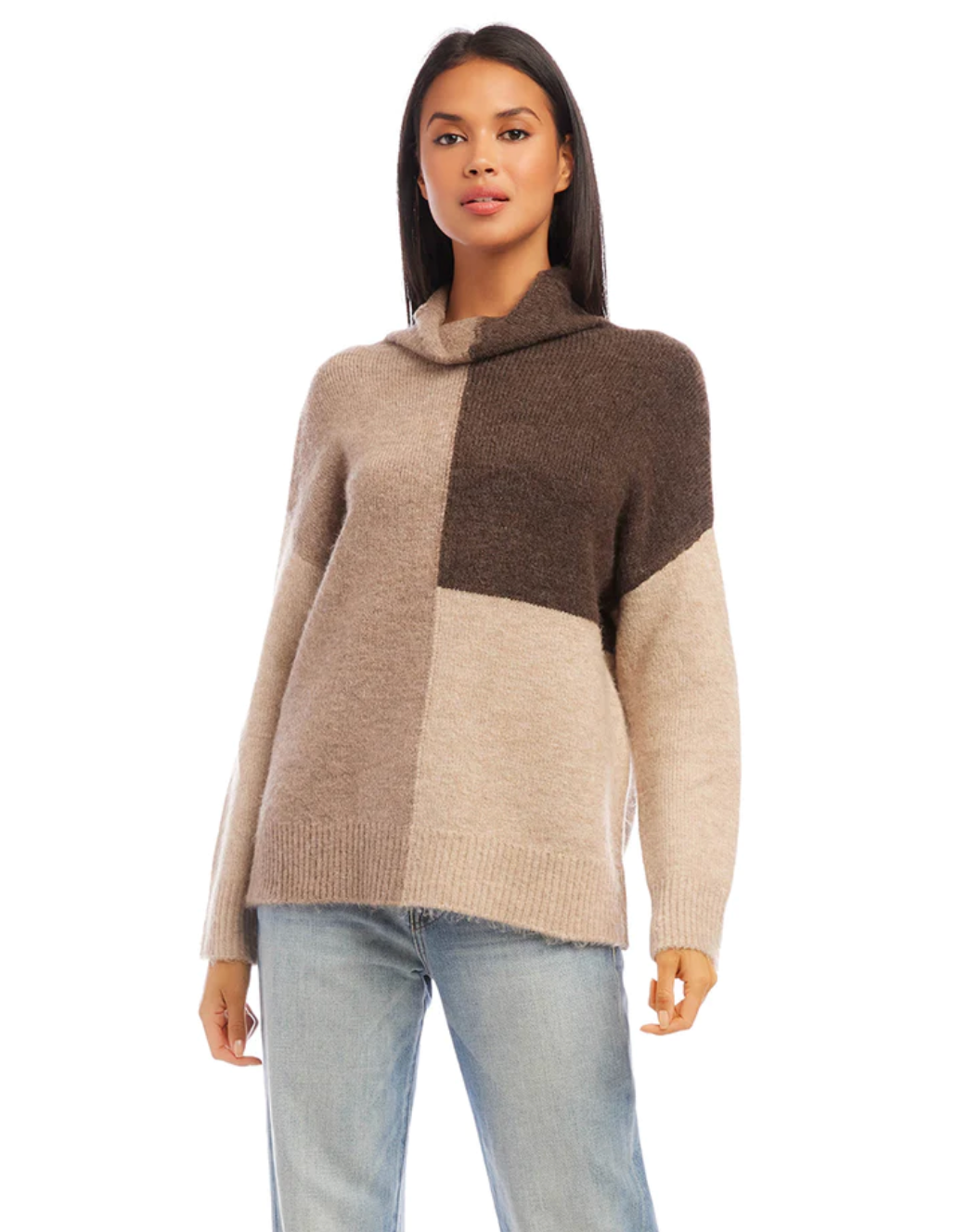 Karen Kane, Inc Karen Kane - Colorblock Sweater - Heather Browns available at The Good Life Boutique