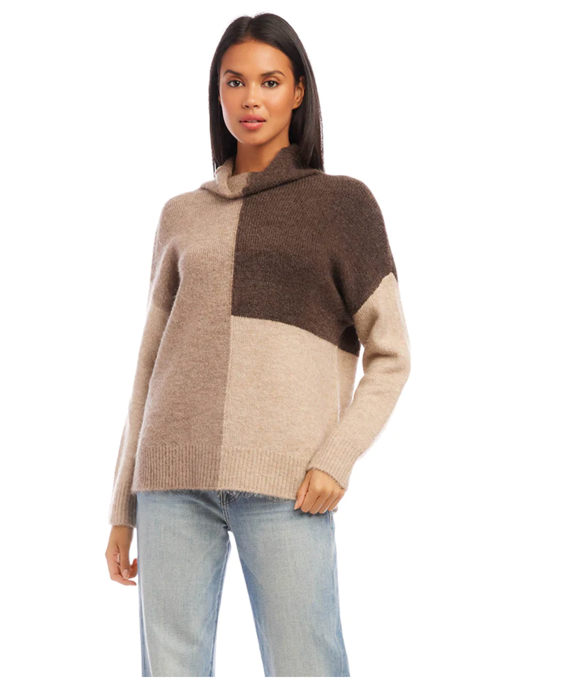 Karen Kane, Inc Karen Kane - Colorblock Sweater - Heather Browns available at The Good Life Boutique