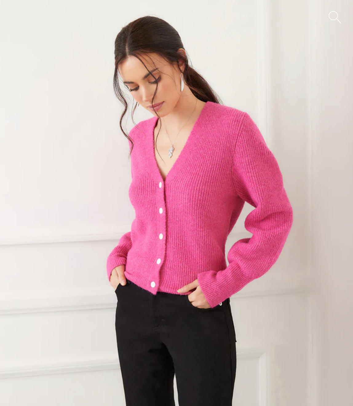 Pink sweater button up cheap