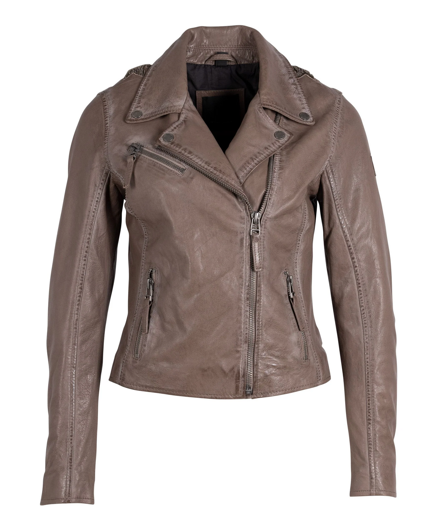 Mauritius Mauritius Christy RF Woman's Leather Jacket with Sherpa Stars - Cozy Taupe available at The Good Life Boutique