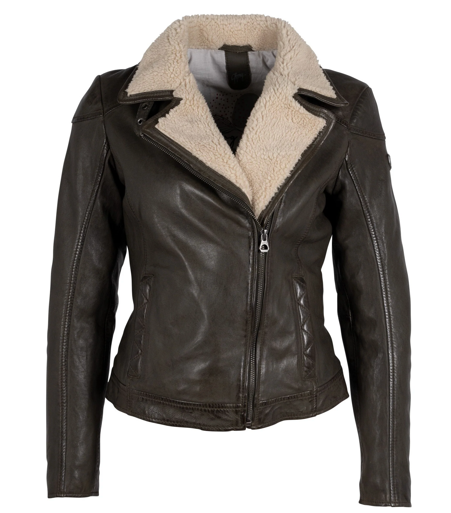 Mauritius Mauritius - Jenja CF Woman's Leather Jacket - Olive available at The Good Life Boutique