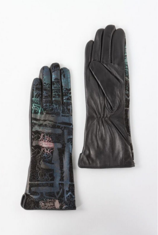 Dupatta Designs Graffiti Gloves - Black/Blue/Green available at The Good Life Boutique