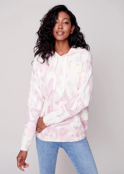 Pink and white clearance tie dye hoodie