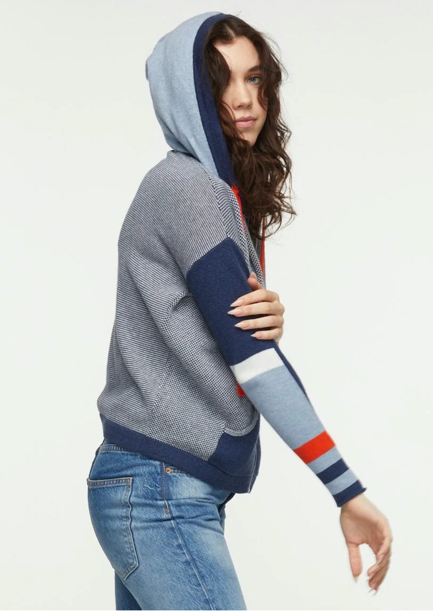 Zaket & Plover Zaket & Plover - Birdseye Hoodie - Denim Combo available at The Good Life Boutique