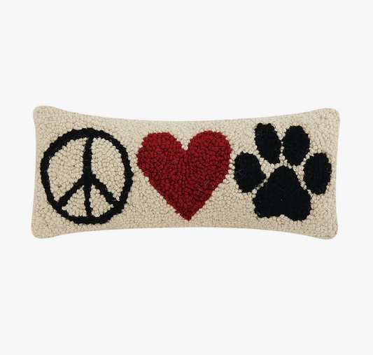 Peking Handicraft Peace Heart Paw Hook Pillow available at The Good Life Boutique