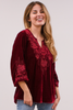 Caite - Kyla Seo Aelly Blouse - Velvet - Wine available at The Good Life Boutique