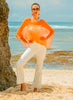 Suzie Blue Canada Sheer Mesh Poncho - Orange available at The Good Life Boutique