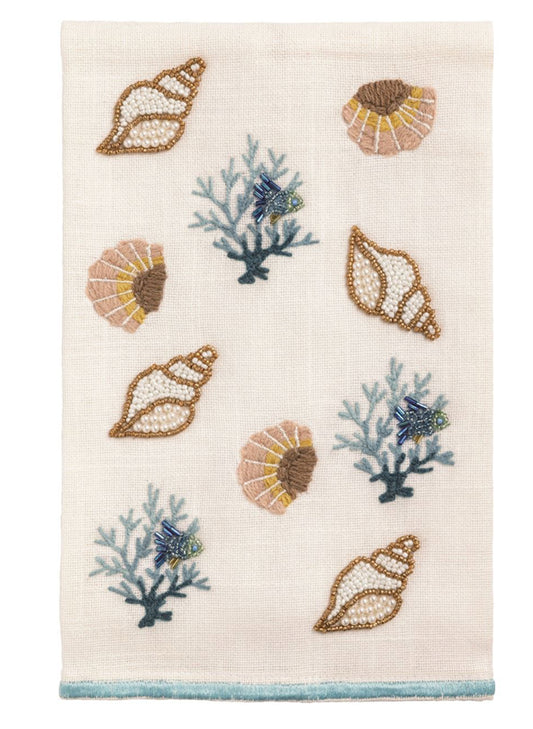 Mud Pie Shell Emb Bead Sea Towel available at The Good Life Boutique