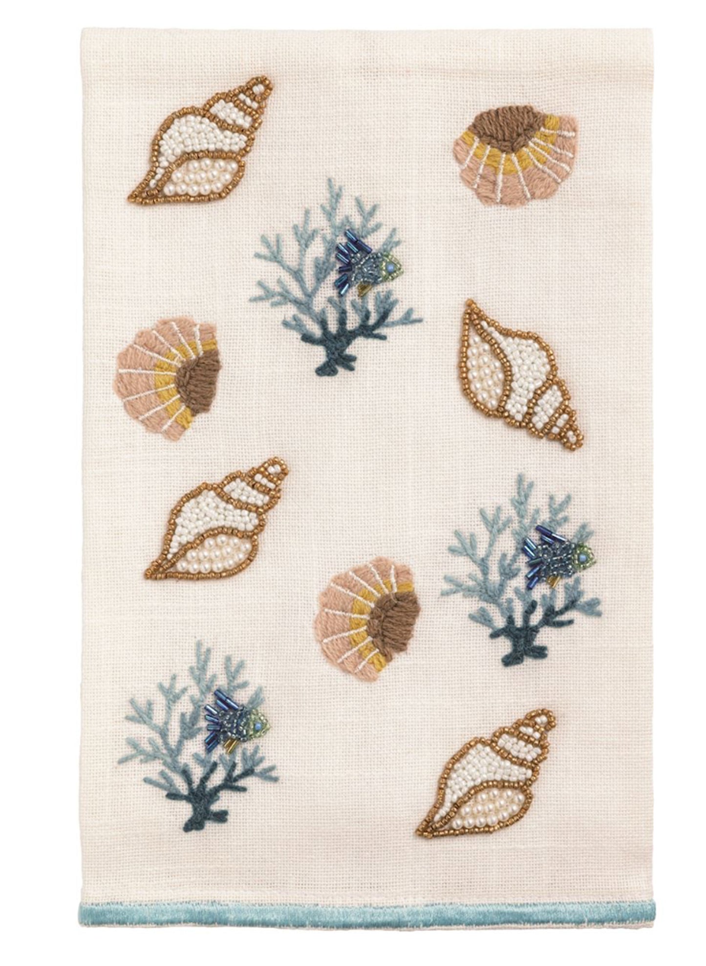 Mud Pie Shell Emb Bead Sea Towel available at The Good Life Boutique