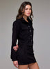 Shrunken Suede Button-Up Shirt - Black